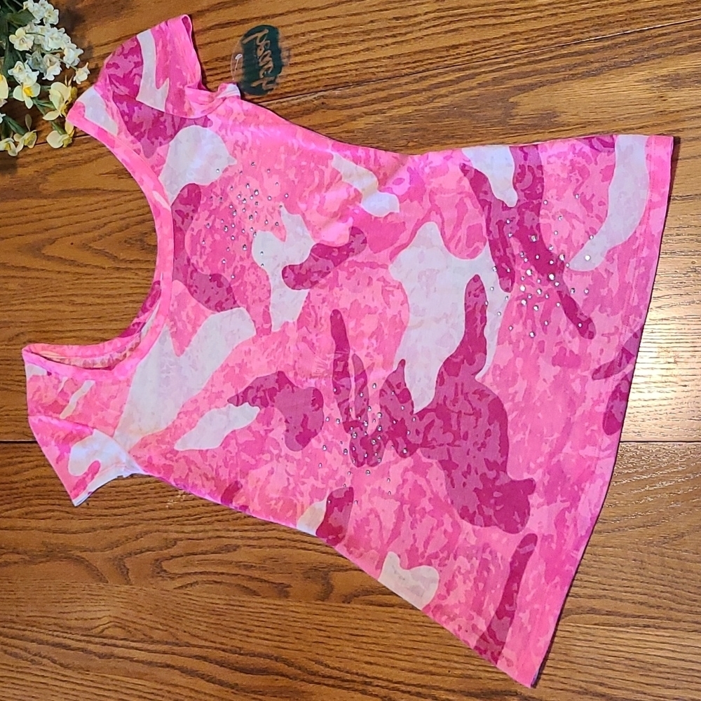 Inc Beach NWT Pink Sparkly Camouflage Top - Ladies XS